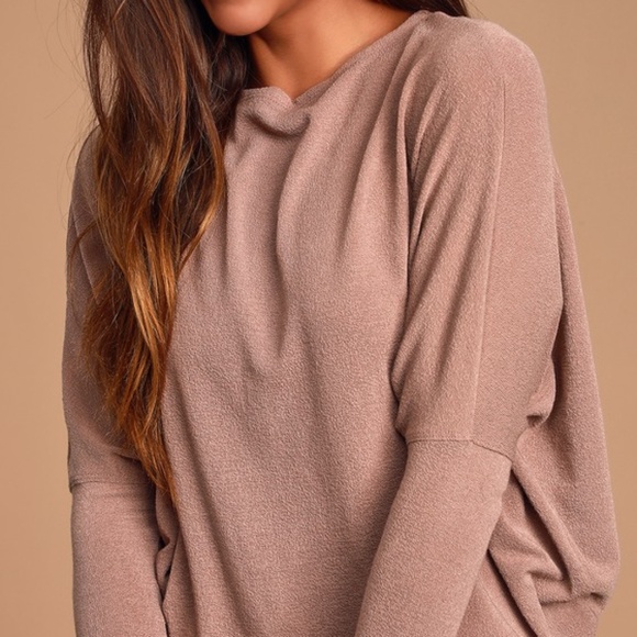 Lulus Basics Verla Rusty Rose Dolman Sleeve Sweater Top Pink - Size M - Picture 1 of 4
